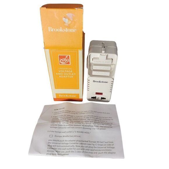 Brookstone Universal Voltage and Outlet Adapter Travel Companion Europe - Picture 2 of 10